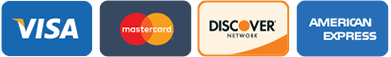 Visa, Mastercard, Discover and American Express accepted